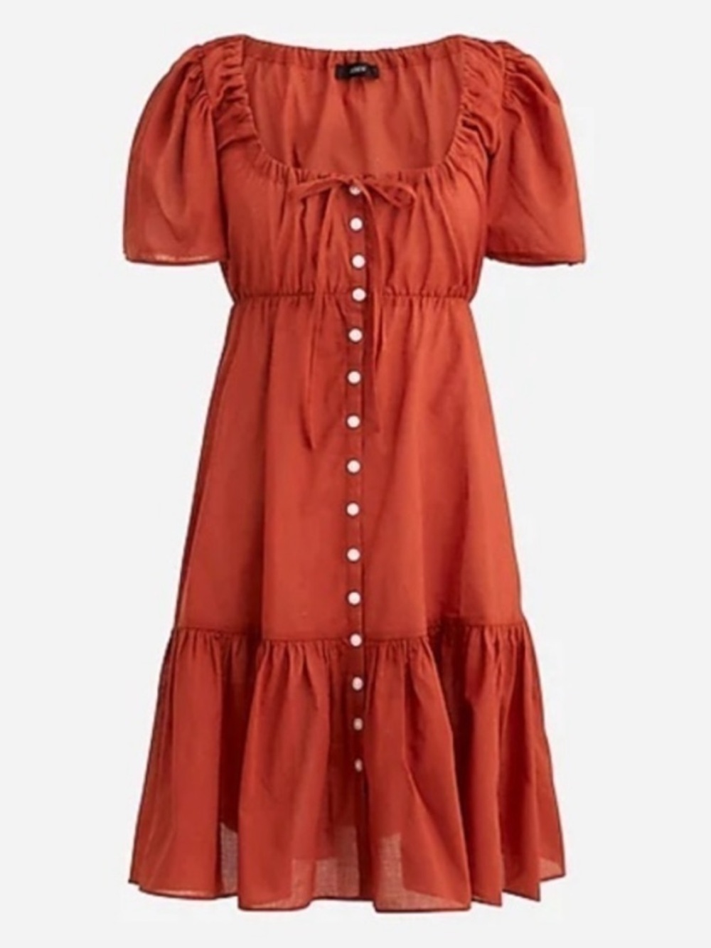 J. Crew Rust Cotton Voile Tiered Midi Dress